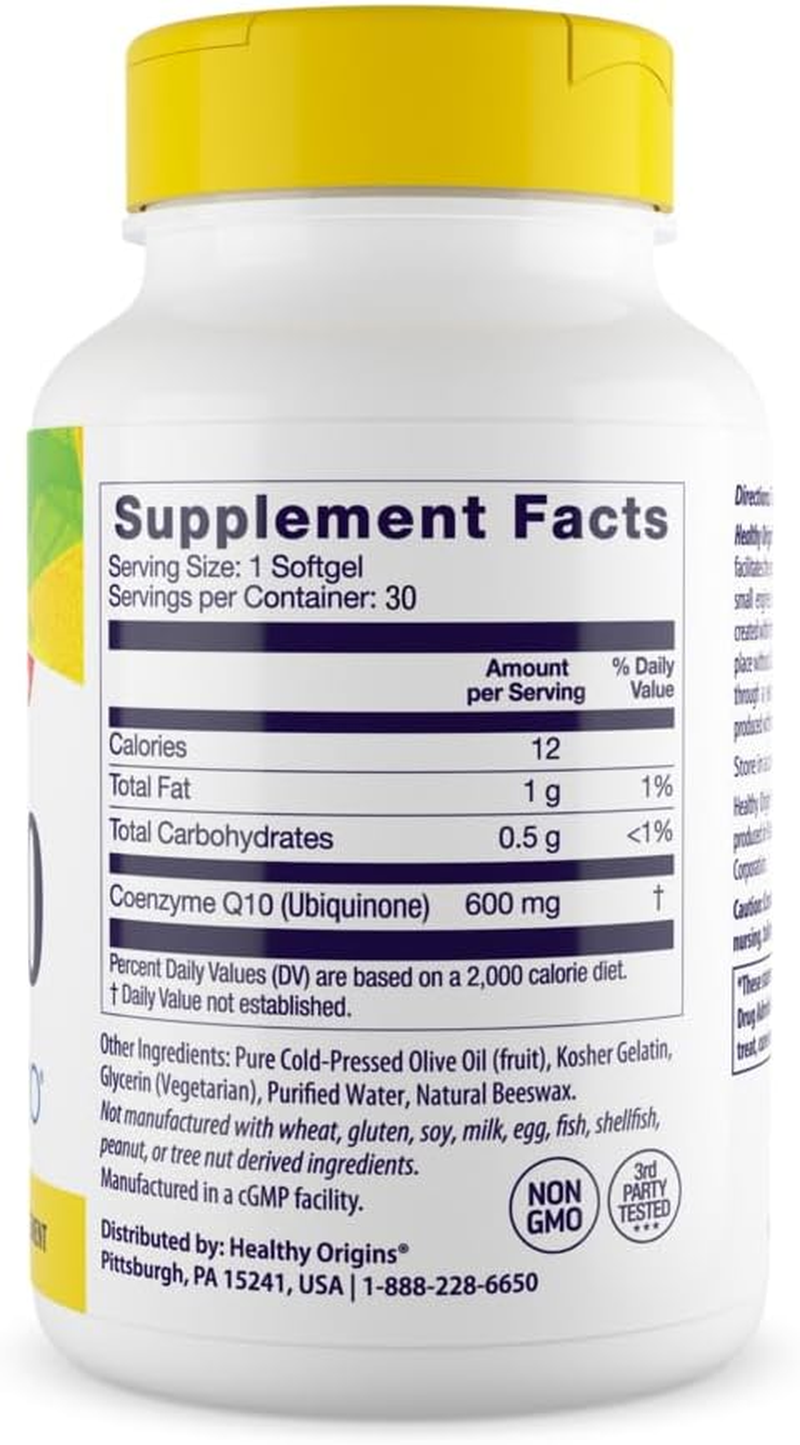 Healthy Origins - Coq10 600 Mg, 30 Softgels image number 3