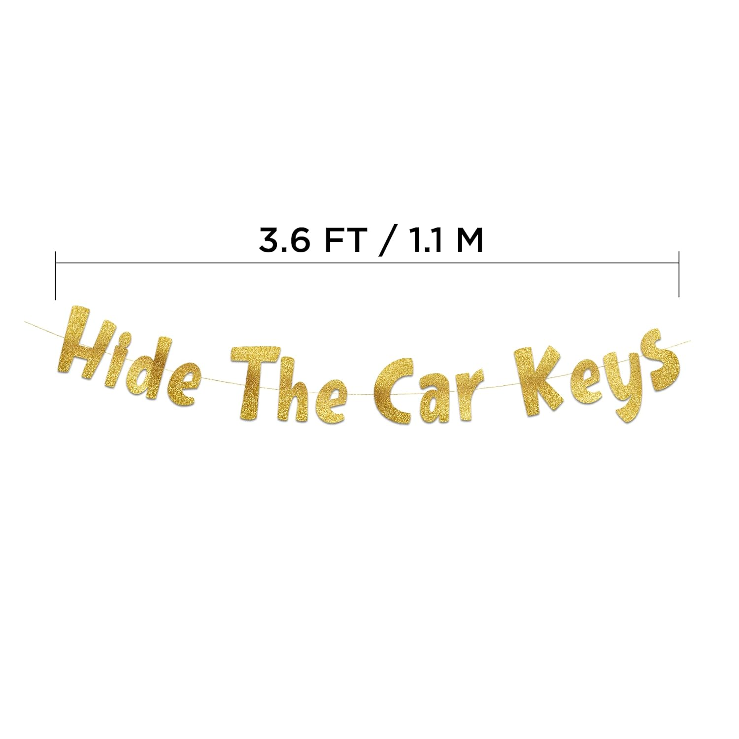 Hide the Car Keys Gold Glitter Banner &ndash; 15Th and 16Th Funny Birthday Party Decorations, Favors, Supplies, Ideas and Gifts. image number 3