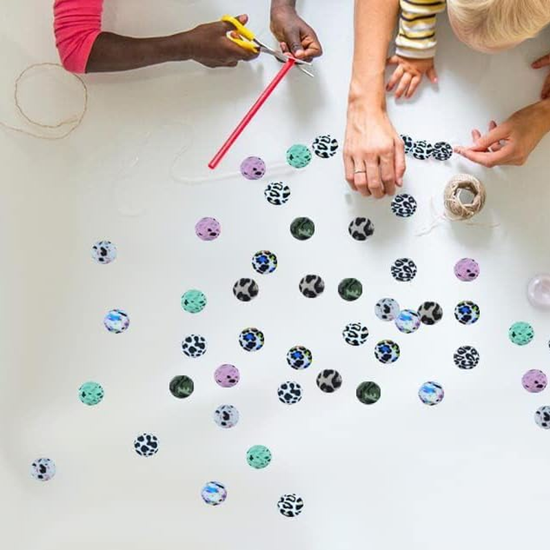 100 Pieces Silicone Beads, Betterjonny 10 Colors Loose Beads with Storage Box 15Mm Cow Leopard Print round Beads for Necklace Bracelet DIY Crafts image number 3