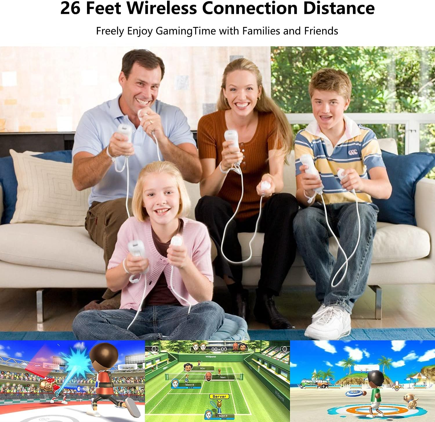 Yosikr Remote Wireless Controller Compatible for Nintendo Wii/Wii U Console - with Silicone Case and Wrist Strap (2 Pack Blue and Black) - Black And Blue image number 2