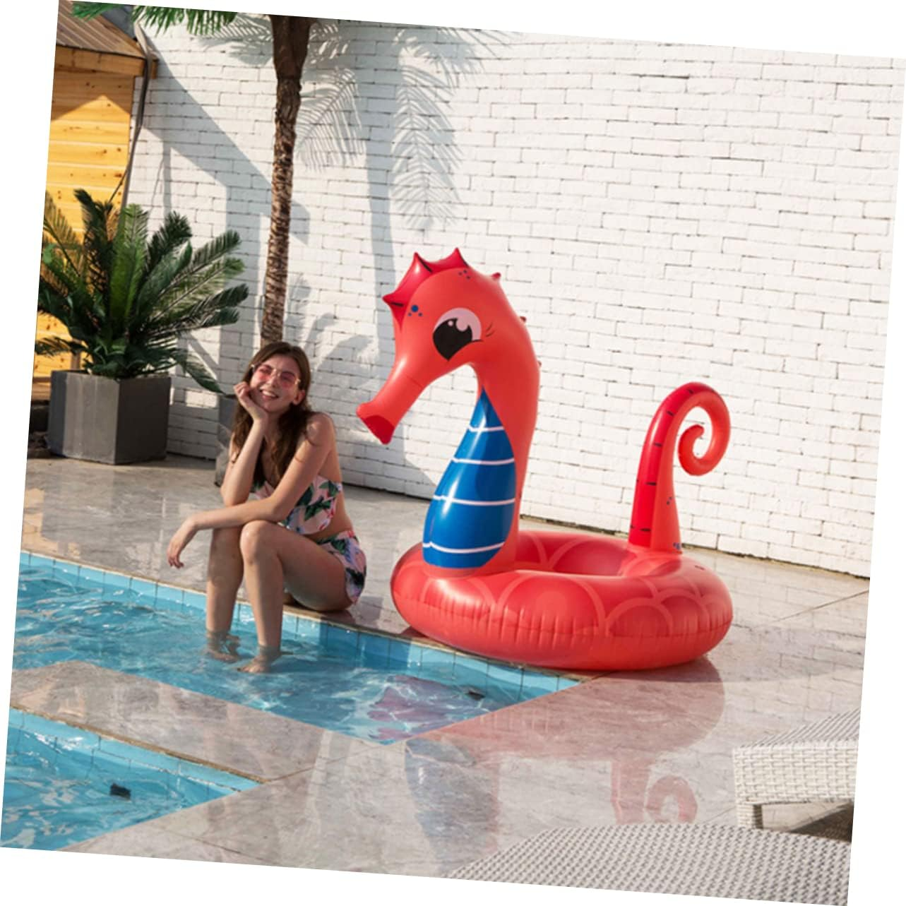 Ibasenice Inflatable Sea Horse Swimming Mouth for Adults Boys and Girls Pool Beach Fun image number 2