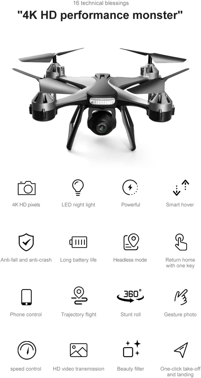 Bargainpop Foldable Mini Drone for Beginners with 4K Dual HD Camera 2.4G Wifi FPV RC Quadcopter Gesture Control with Carry Case, 3 Batteries image number 5