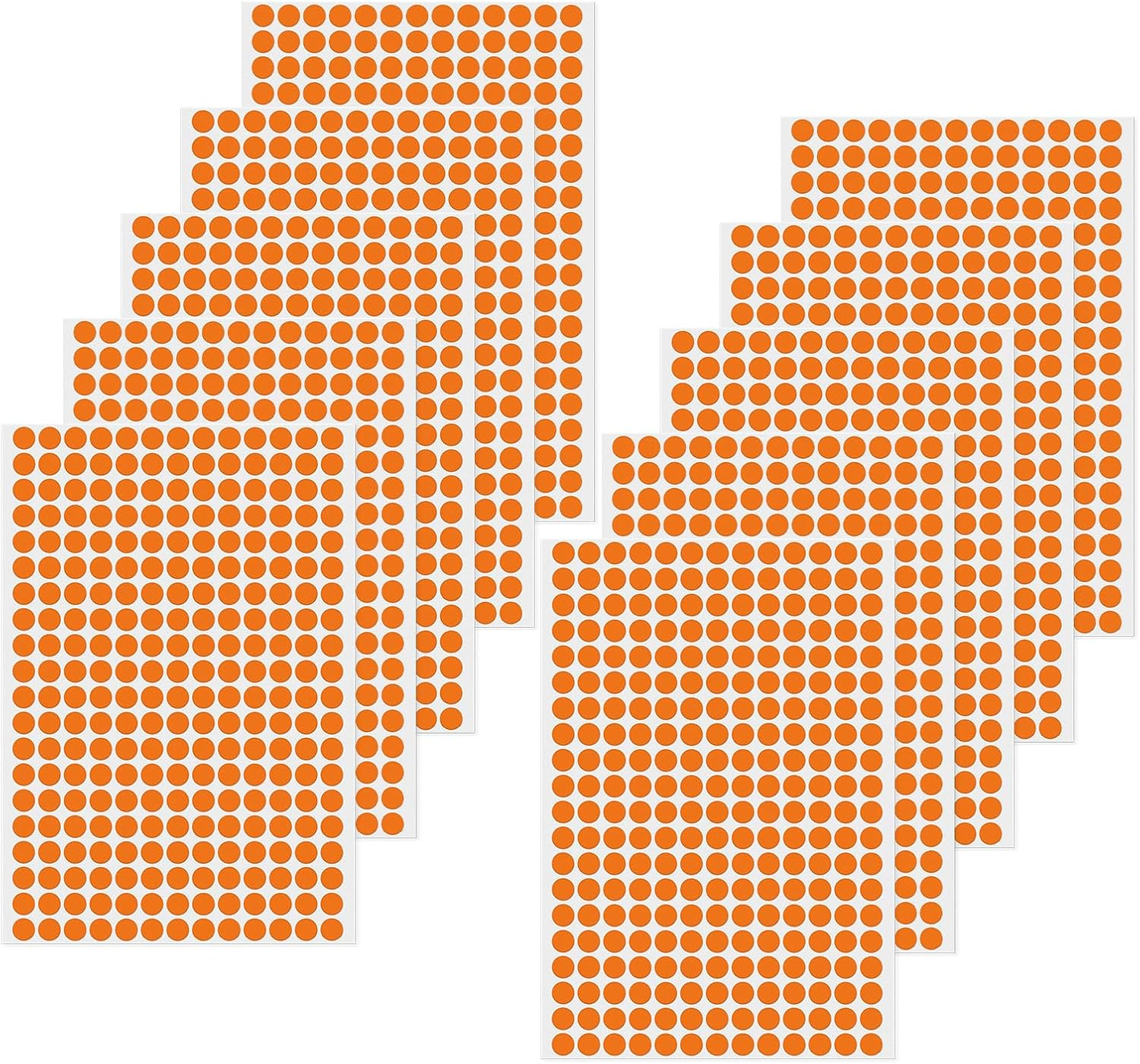 Orange Dot Stickers 1/2 Inch Vinyl Self-Adhesive Waterproof Colored Circle Labels Removable Color Coding Decals round Tag for Office Inventory 2600 PCS