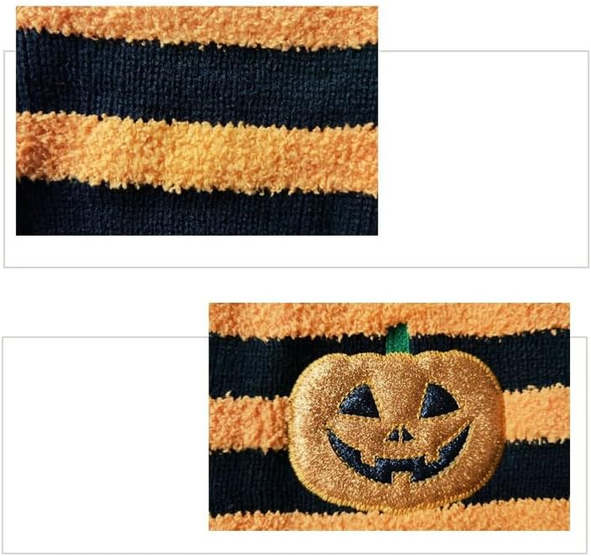 Halloween Dog Sweater Striped Turtleneck Puppy Cat Sweaters with Leash Hole Soft Warm Fall Winter Dog Clothes Cute Pumpkin Sleeveless Dog Sweatshirt for Small Medium Large Dogs (Orange, M) image number 2