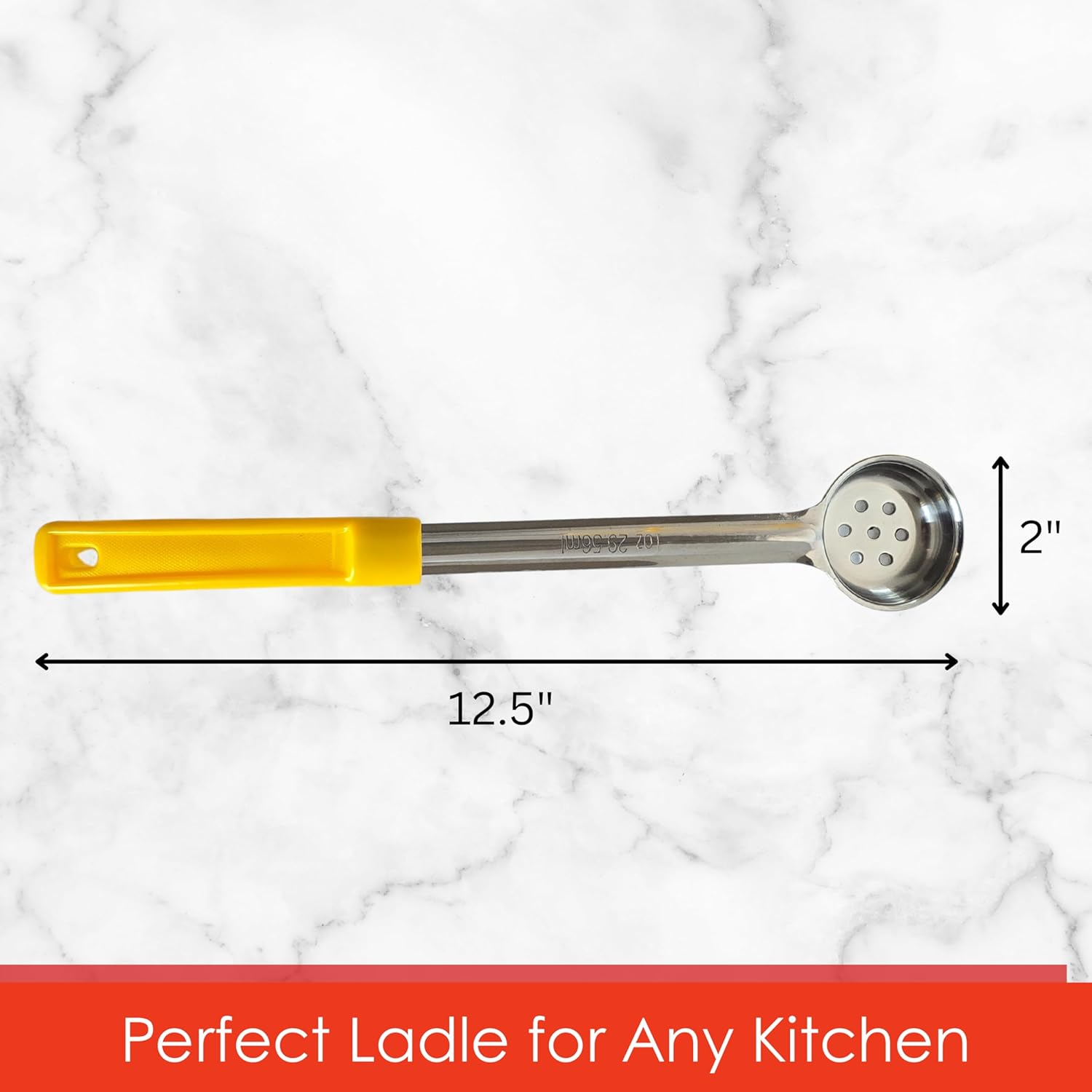 1 Ounce Slotted Stainless Steel Portion Control Ladle Spoon for Measuring and Serving; Commercial Grade Serving Scoops [Pack of 12] image number 3