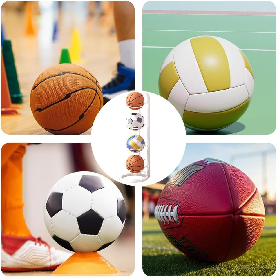 4-Tier Folding Soccer Ball Storage Rack Holder,Freestanding Garage Sports Equipment Organizer,Foldable Ball Storage Rack, inside Movable Vertical Display for Basketball,Soccer,Volleyball image number 4