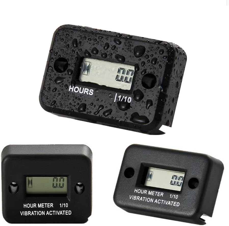 Digital Hour Meter, Waterproof LCD Display Engine Inductive Gauge Timer for Motorcycle, Snowmobile and Mower (Blue) image number 2