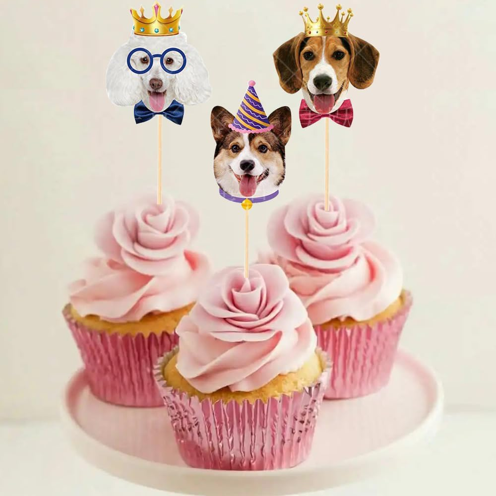 Pet Dog Cupcake Toppers, 24 PCS Pet Dog Themed Birthday Party Supplies,Baby Shower Party Decorations image number 4