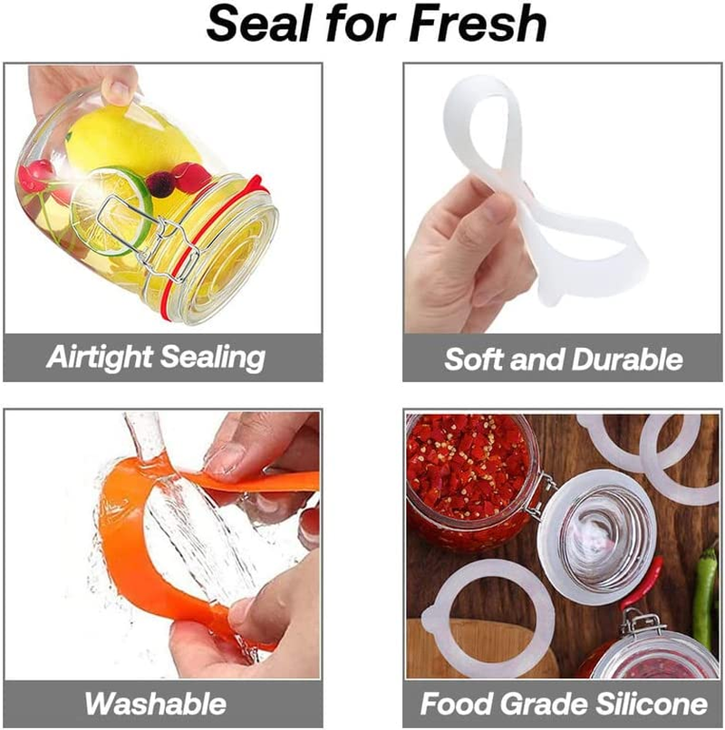 Silicone Replacement Gasket, Airtight Rubber Seals Rings for Mason Jar Lids, Leak-Proof Canning Silicone Fitting Seals for Glass Clip Top Jars (White, 10Pcs) image number 5