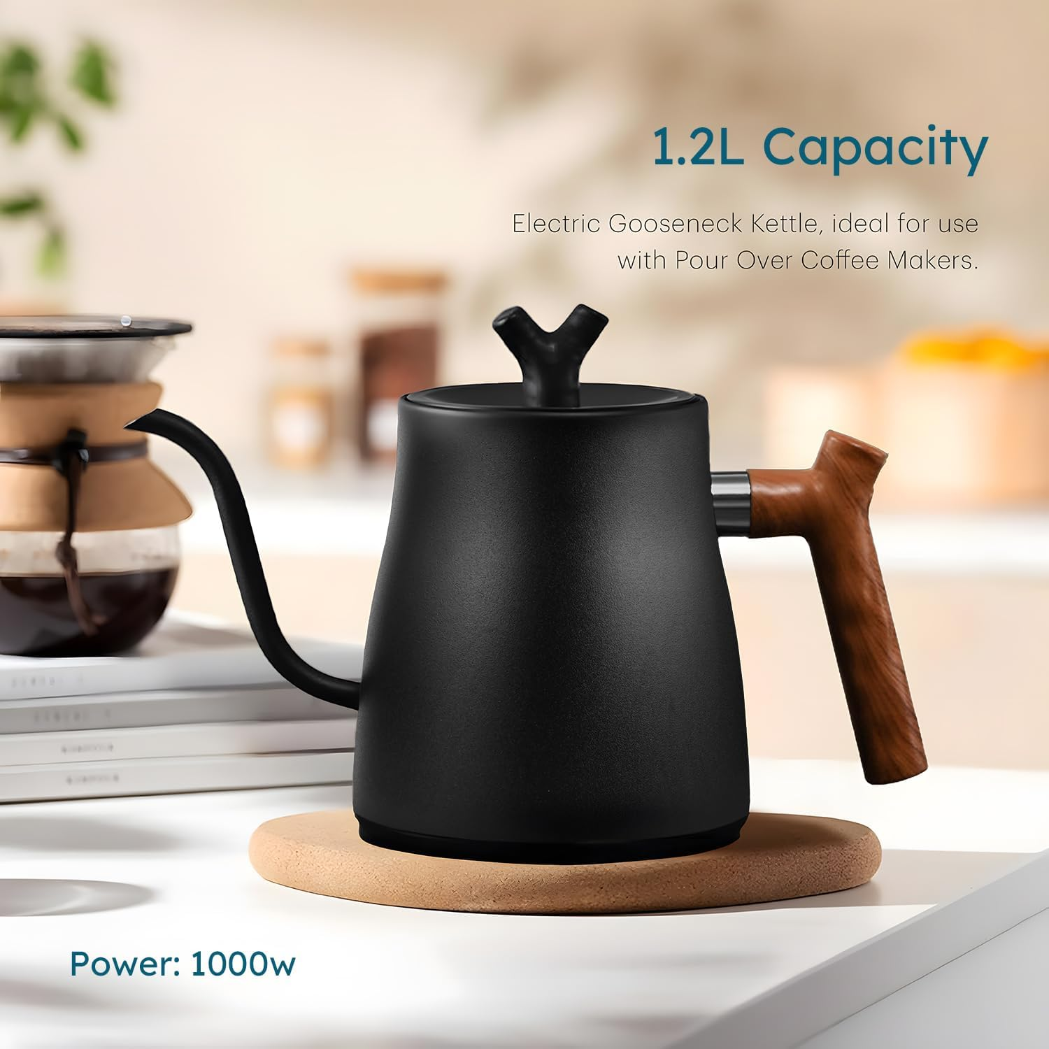 Electric Gooseneck Kettle 0.9L with LCD Display, Real-Time Temp Control Smart Professional Coffee Milk & Tea Pot, Switchable &deg;C/&deg;F, 304 Stainless Steel, 1200W Quick Heating (1.0, Liters) image number 5