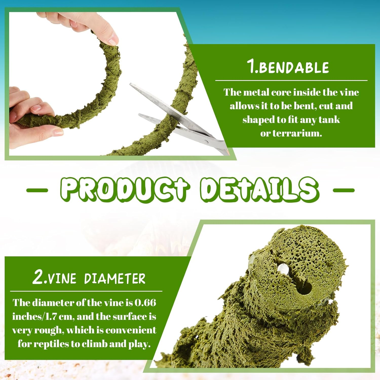 Poen Hermit Crab Climbing Toy - Bendable Reptile Vine - Artificial Jungle Vine - Hermit Crab Tank Accessories - Terrarium Habitat Decor image number 3