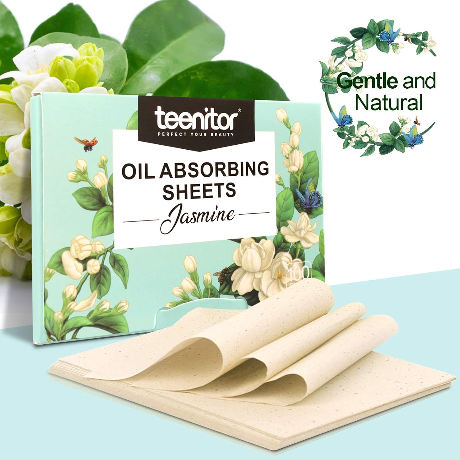 Teenitor Jasmine Oil Blotting Papers for Face - 100 Sheets, Oil Control Film Absorbing Sheets for Oily Skin, Men & Women image number 4