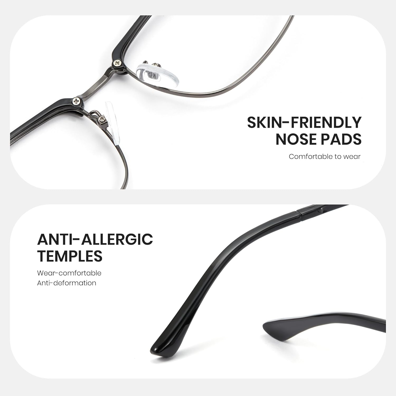 Cyxus Blue Light Glasses Half Rimless Clear Lens Computer Eyeglass Frame for Men image number 6