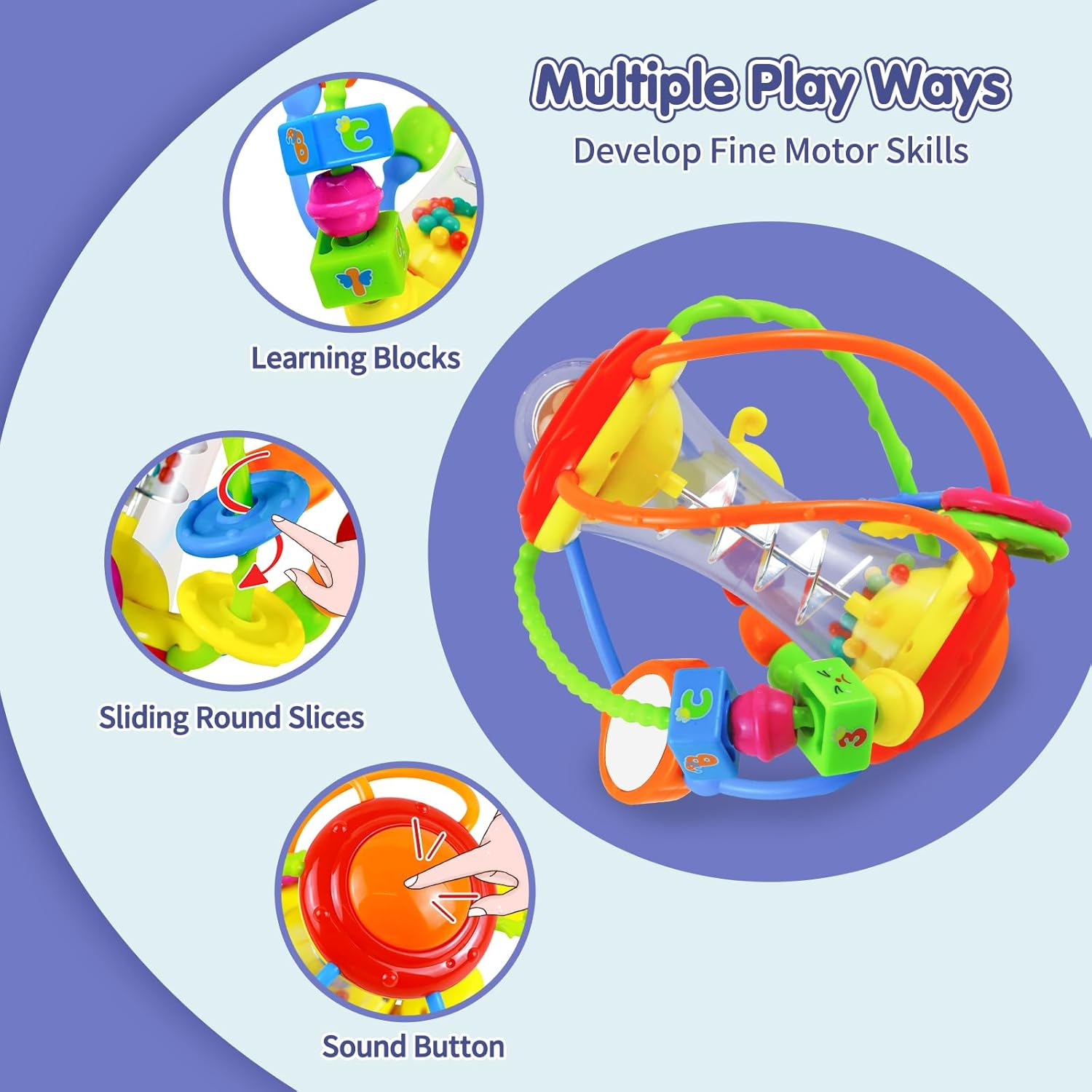 Baby Toys 0-6 Months Rattle Activity Ball, Sensory Baby Toy 6 to 12 Months 3-6 Months, Shaker Grab Spin Crawling Infant Toys, Education Learning Newborn Baby Gifts 0 3 4 6 9 Months Boys Girls