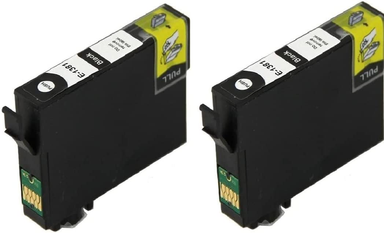 Generic 138 Black Ink Cartridges T138, Twin Pack, for EPSON Stylus NX230 NX420, NX430, NX635, Workforce 60 320 325 435 525 545 625 630 633 645 840 845, 3520 3530 7010 7510 7520 3540