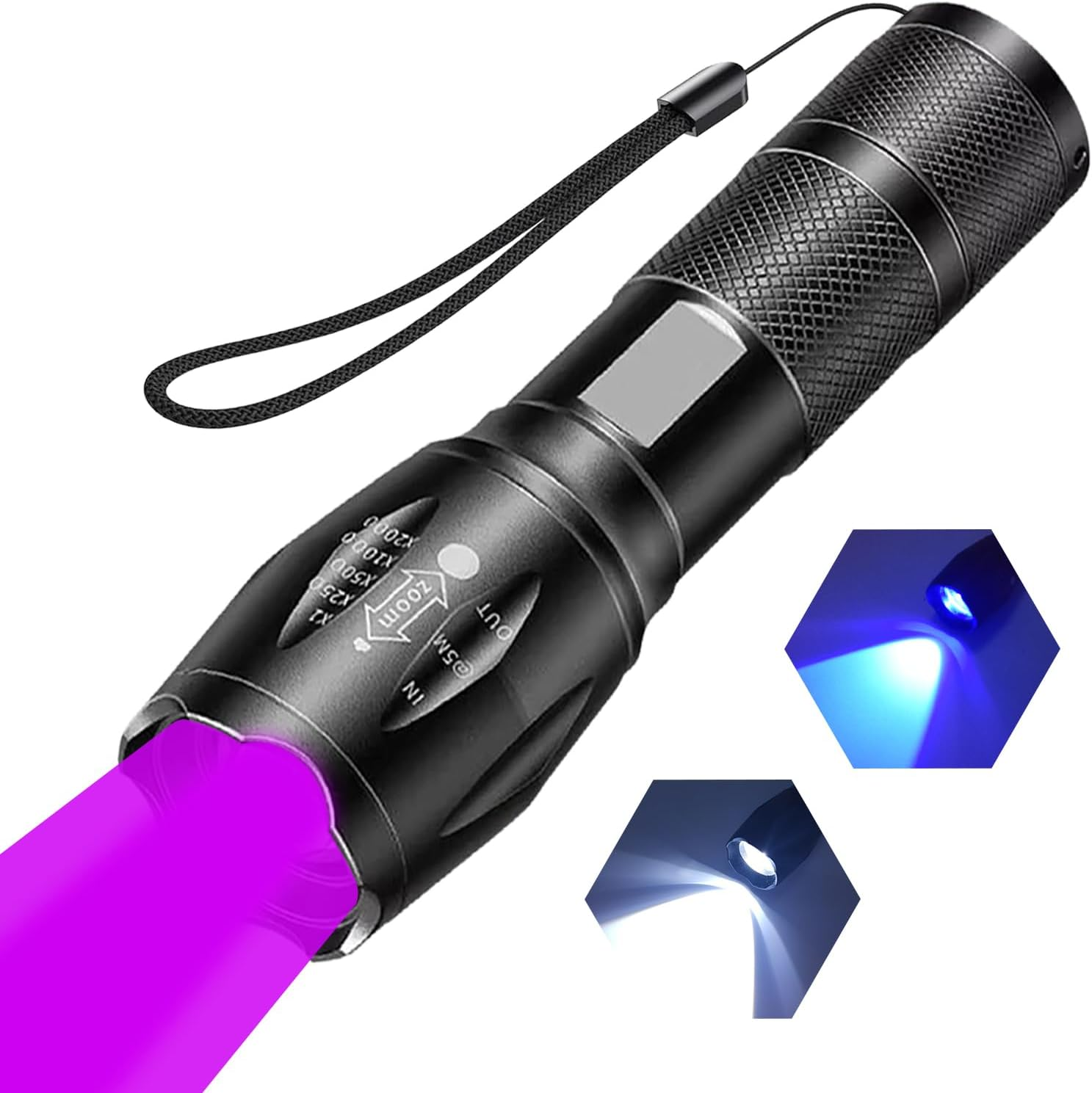 UV Flashlight, Portable Blacklight Flashlight, LED Torch with White and UV Light Combo, Black Light Pet Urine Detector for Dog/Cat Urine, Dry Stains, Scorpions Finder, Bed Bug, Outdoor image number 6