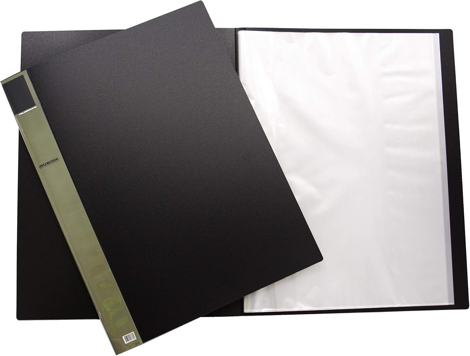 Quill, Fixed Insert Display Book A3, 20 Pockets, Premium PP Extra Thick, Spine Customisable, Black Cover, Portrait
