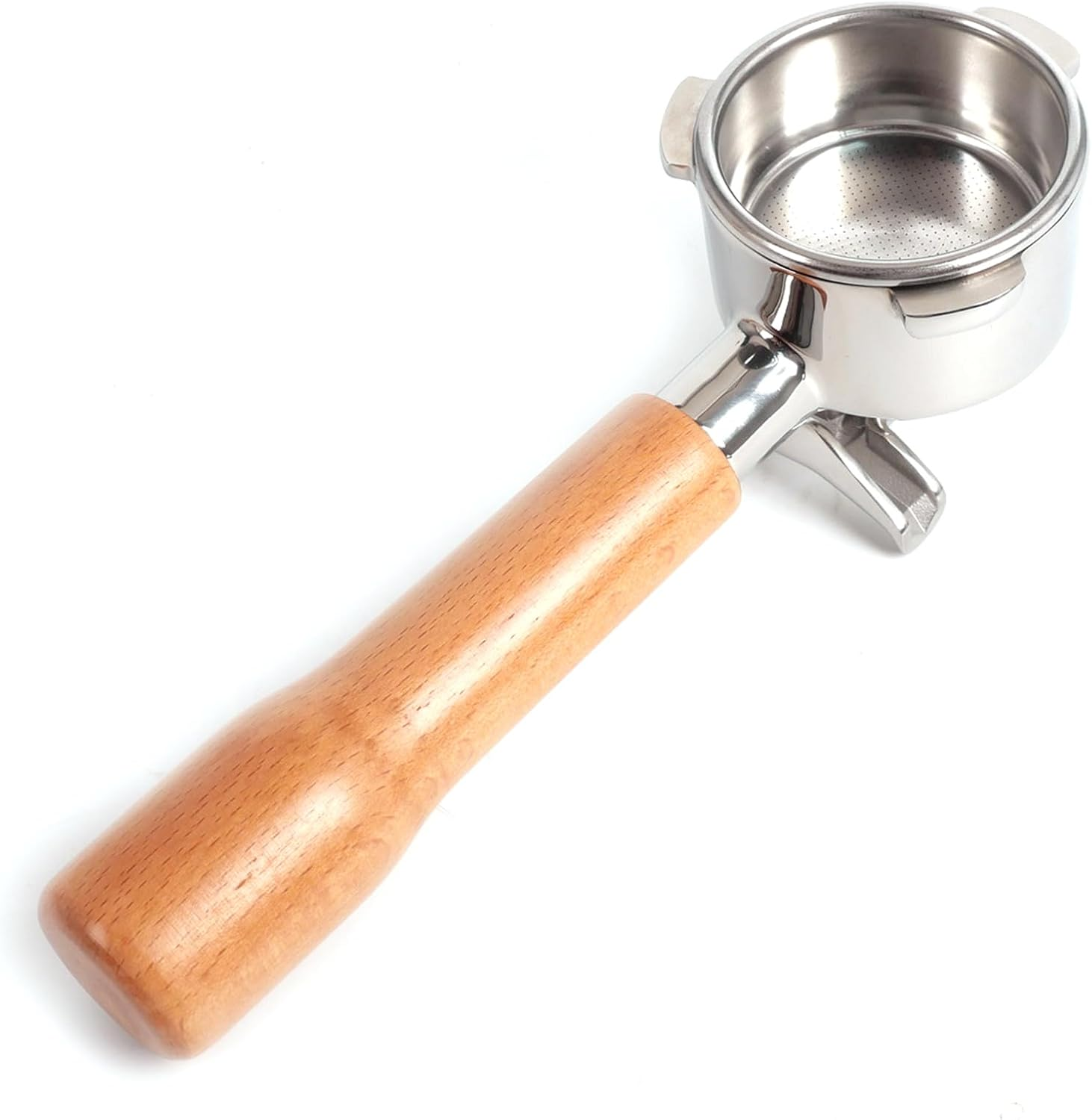 54Mm Coffee Permanent Filters Double Spout Splitter Portafilter Reusable Coffee Filters Wood Handle Compatible with Breville 870/880 (54Mm) image number 3