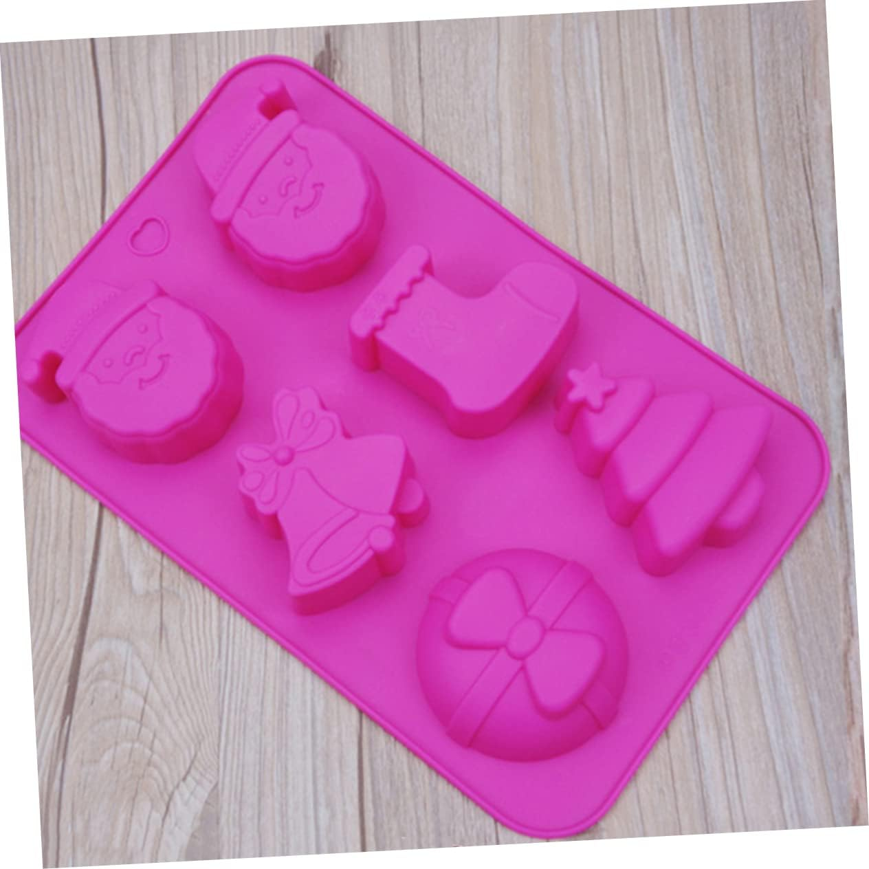 Amosfun 2Pcs Cavity Christmas Theme Silicone Mold DIY Fondant Suger Cookie Mould Cake Decoration Kitchen Baking Tool for Christmas Crafts and Cookies Random Color image number 6