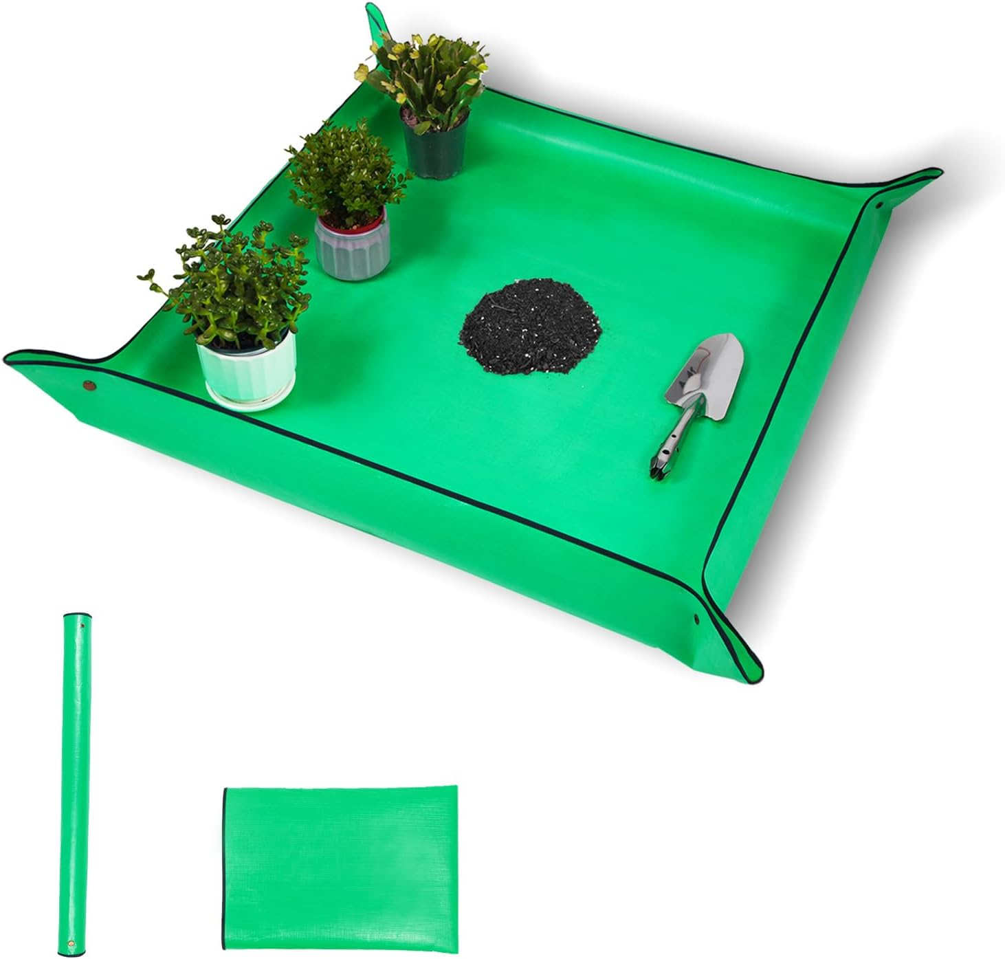 Extra Large Waterproof Foldable Potting Mat for Indoor Plant Transplanting and Dirt Control - Portable Gardening Mat, Reusable (43''*30'', Green)