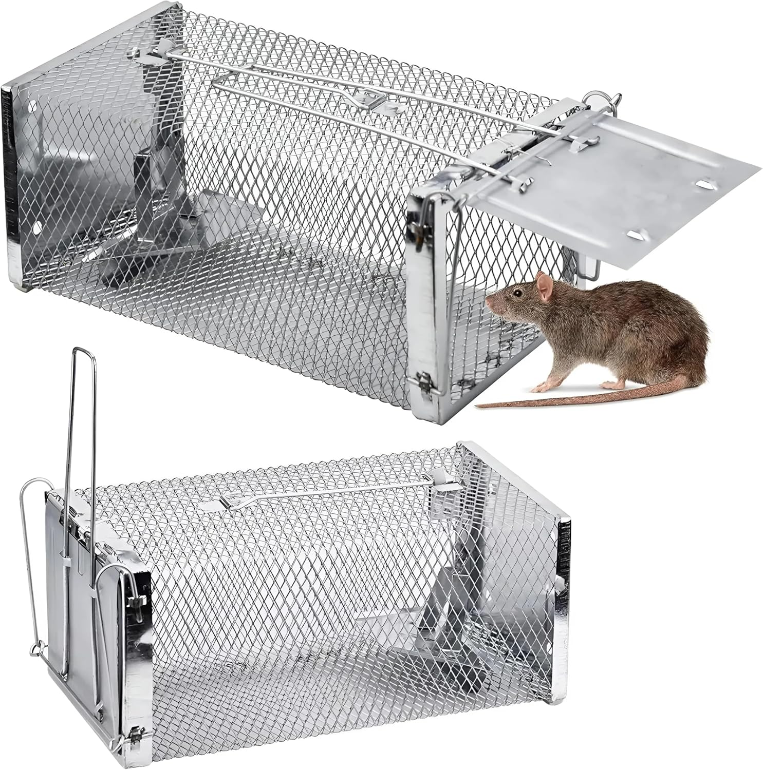 EZONEDEAL Humane Mouse Trap, Rat Cage Trap Suitable for Capturing Mice or Hamsters Alive, Friendly Small Animal Humane Live Cage Rat - 11.2'' X 5.5'' X 5'' image number 6