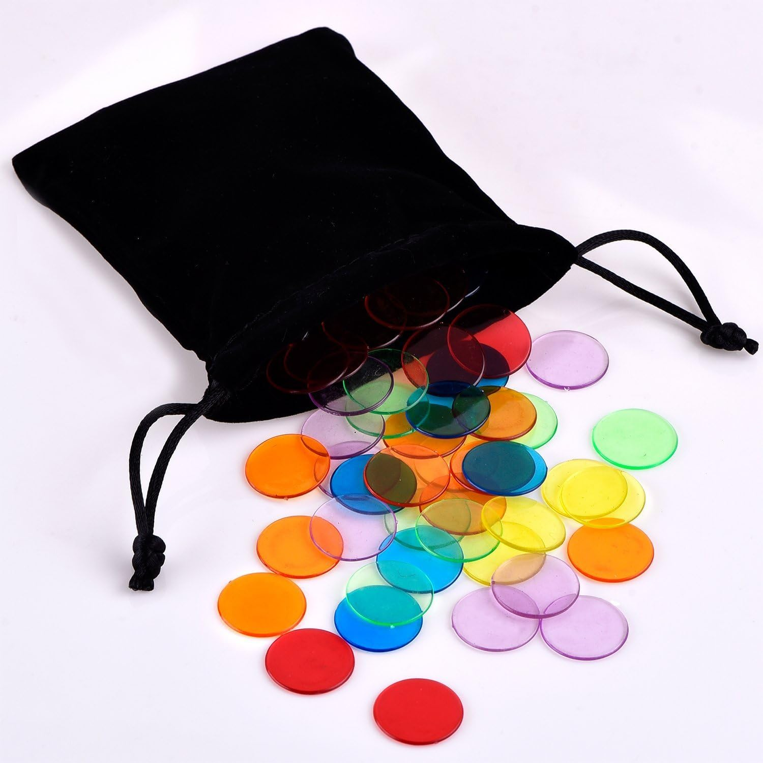 Shappy 120 Pieces Transparent Color Counters Counting Bingo Chips Plastic Markers with Storage Bag (Multicolored) image number 6