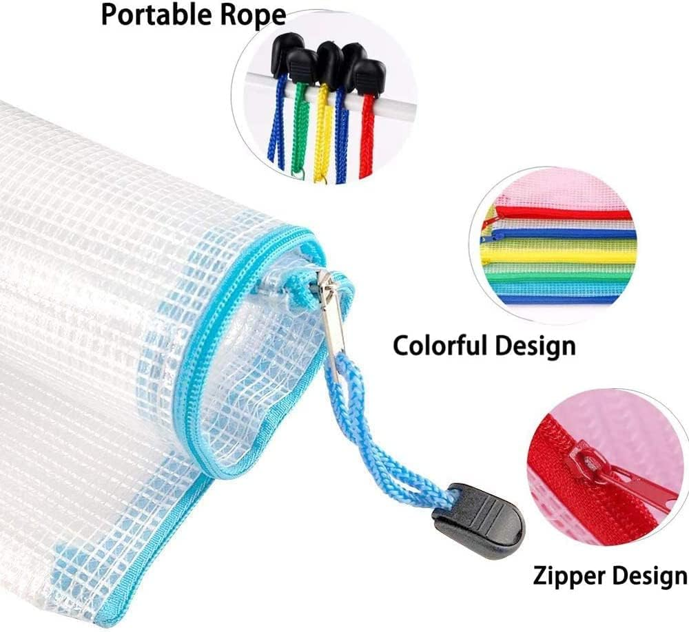 A3 Plastic Wallets Folders - 5PCS Zip Lock Bags Document Zipper File for School Office Supplies, Household, Cosmetics, Cross Stitch, Puzzles & Games Storage