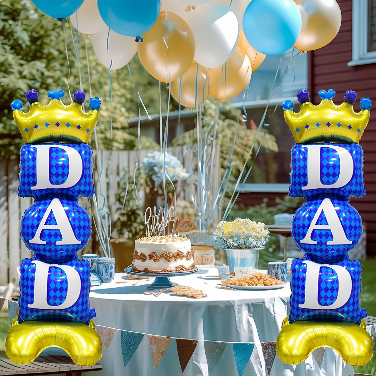 Father Day Balloons Standing, 2Pcs Father Birthday Foil Balloon Set, Happy Fathers Day Party Decoration Balloons image number 3
