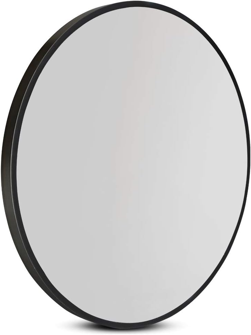 Embellir Wall Mirror, 90Cm Metal Frame Vanity Makeup Shower Bathroom Make up Mirrors Wall-Mounted Decorative Hanging Room Decor for Home Bedroom Hallway, Oval Silver Coated Modern Circle Black image number 3