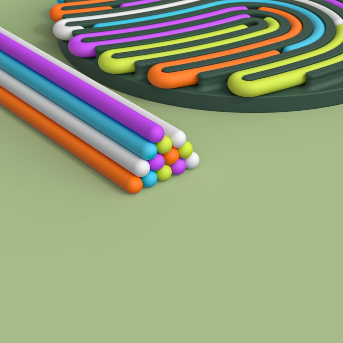 Sensory Activity Board; Silicone Fidget Toy for Calming, Stress, Anxiety, ADHD & Autism; Stress Reducing Fidget Toy for Kids and Adults 3+; Includes Carrying Pouch and 13 String (Green) image number 2