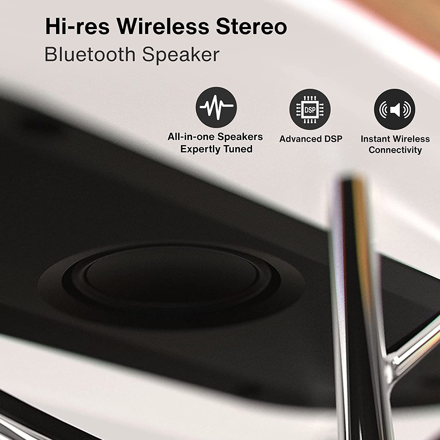 Masdio by Ampulla Bedside Lamp with Bluetooth Speaker and Wireless Charger, Sleep Mode Stepless Dimming image number 4