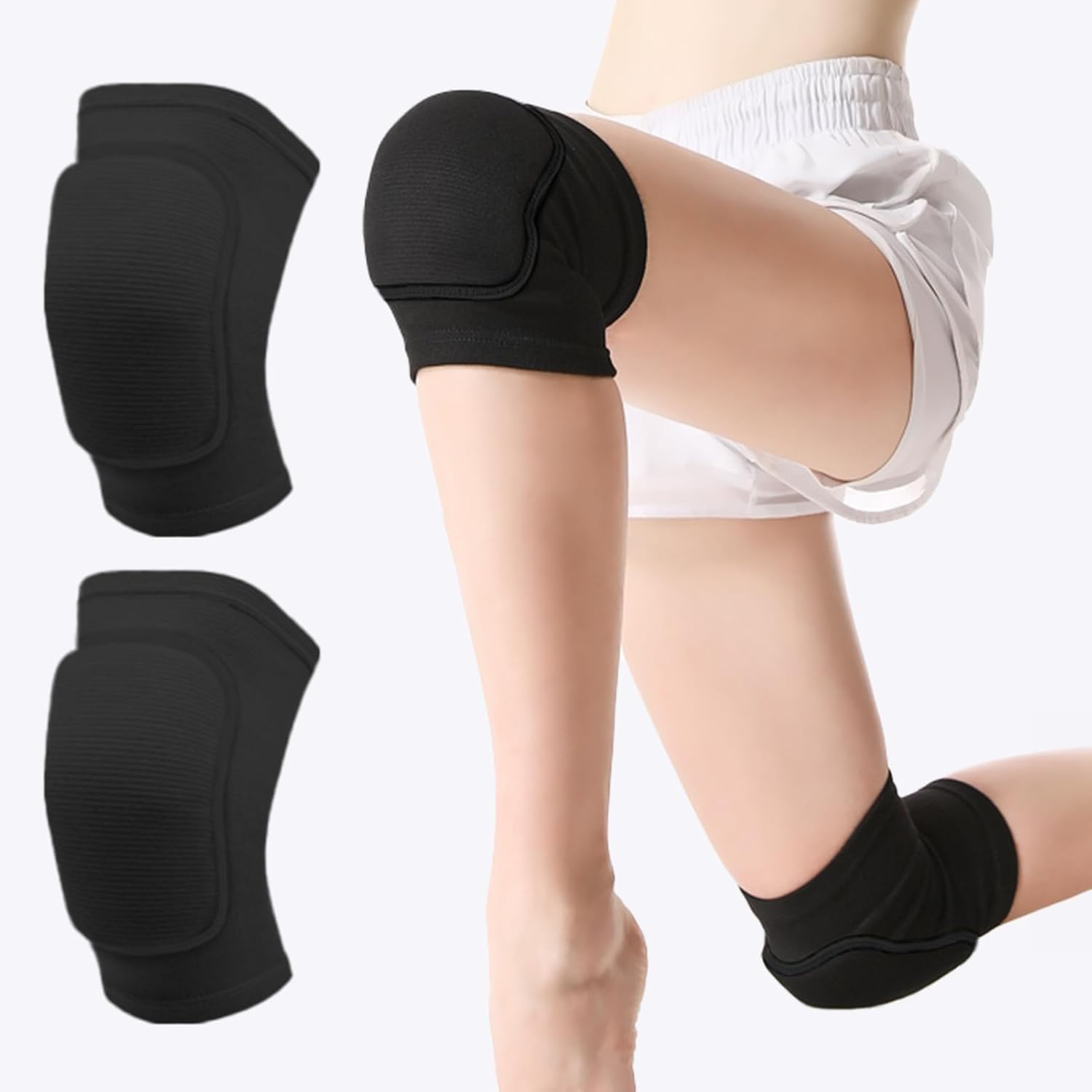 Unisex Knee Pads for Volleyball, Shock Absorption during Exercise, Thick Spongy Pads Protect the Knees, Anti-Slip Design, Be Suitable for Dance Training, Volleyball, and Other Sports (Black) image number 1