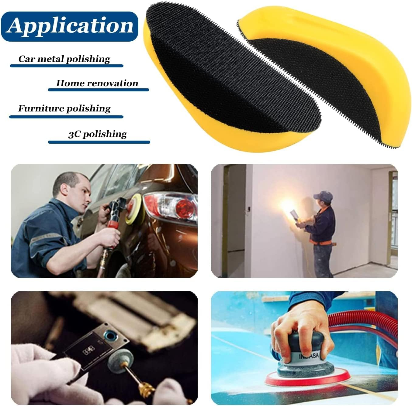 2Pcs Mouse Hand Sanding Pad Hook and Loop Sanding Block,Sanding Mouse Hand Sander Blocks,Hand Sanding Blocks,Hook Loop Sanding Block Foam Hand Sander Backing Pads,Hook and Loop Hand Sanding Block image number 5