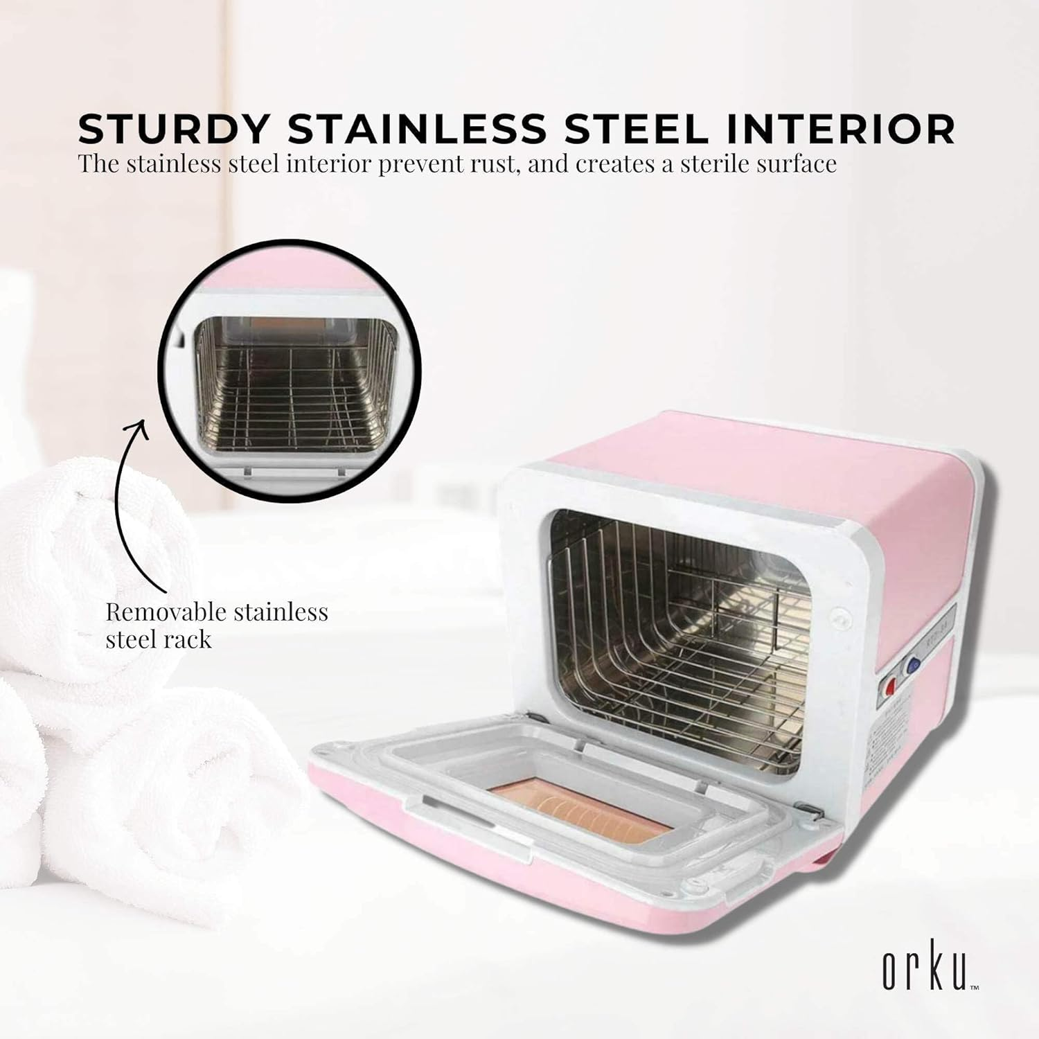 Orku 8L Pink Electric Towel Warmer UV Steriliser Cabinet Salon Heat Sanitiser image number 2