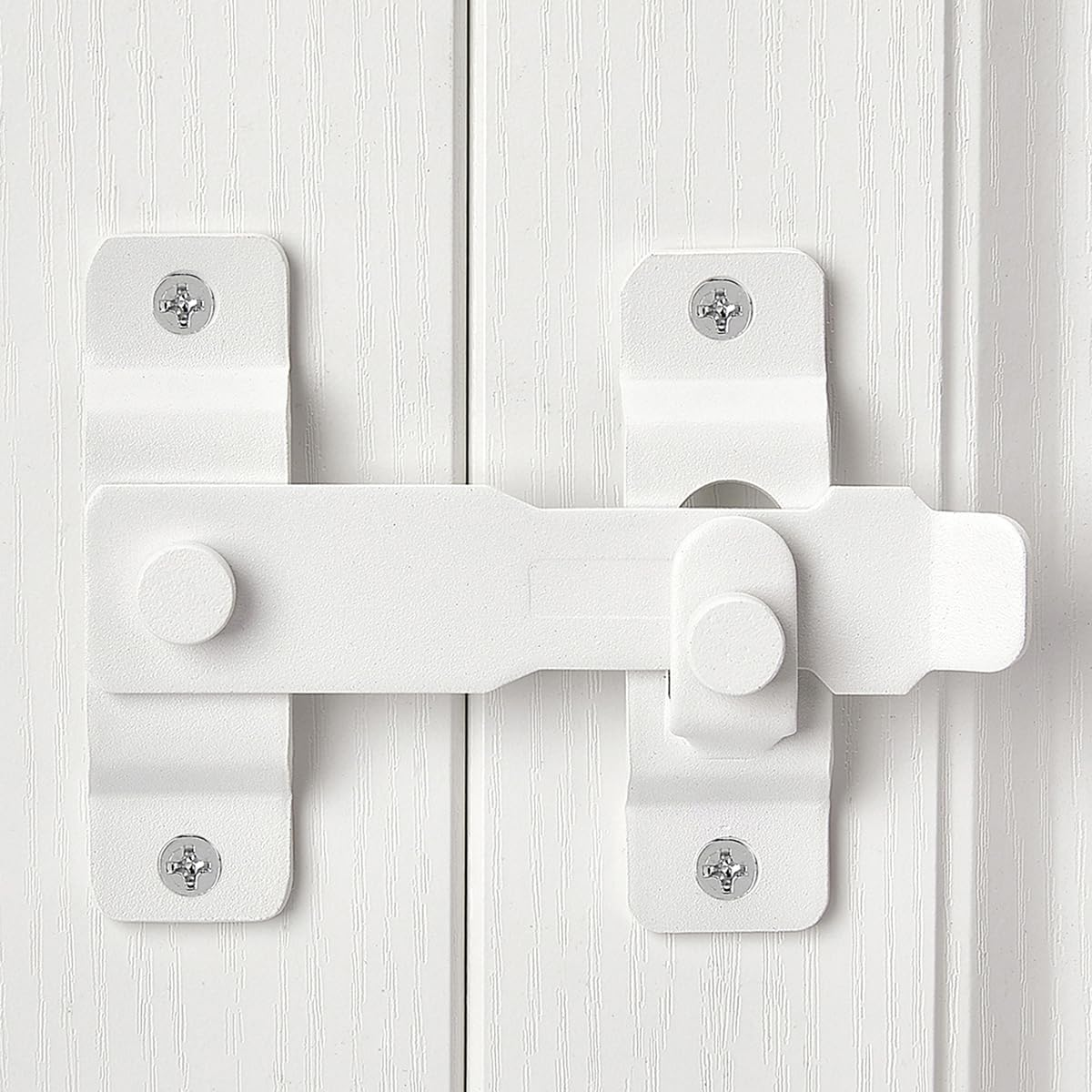2 Packs Barn Door Latches，4.33&rdquo;X 3.23&rdquo; Matte White Stainless Steel Barn Gate Flip Door Latch Bi-Fold Door Lock,Sliding Door Antique Lock Gate Latches Wine Cabinet Closet Door Latches - Matte White_2 Pack image number 6