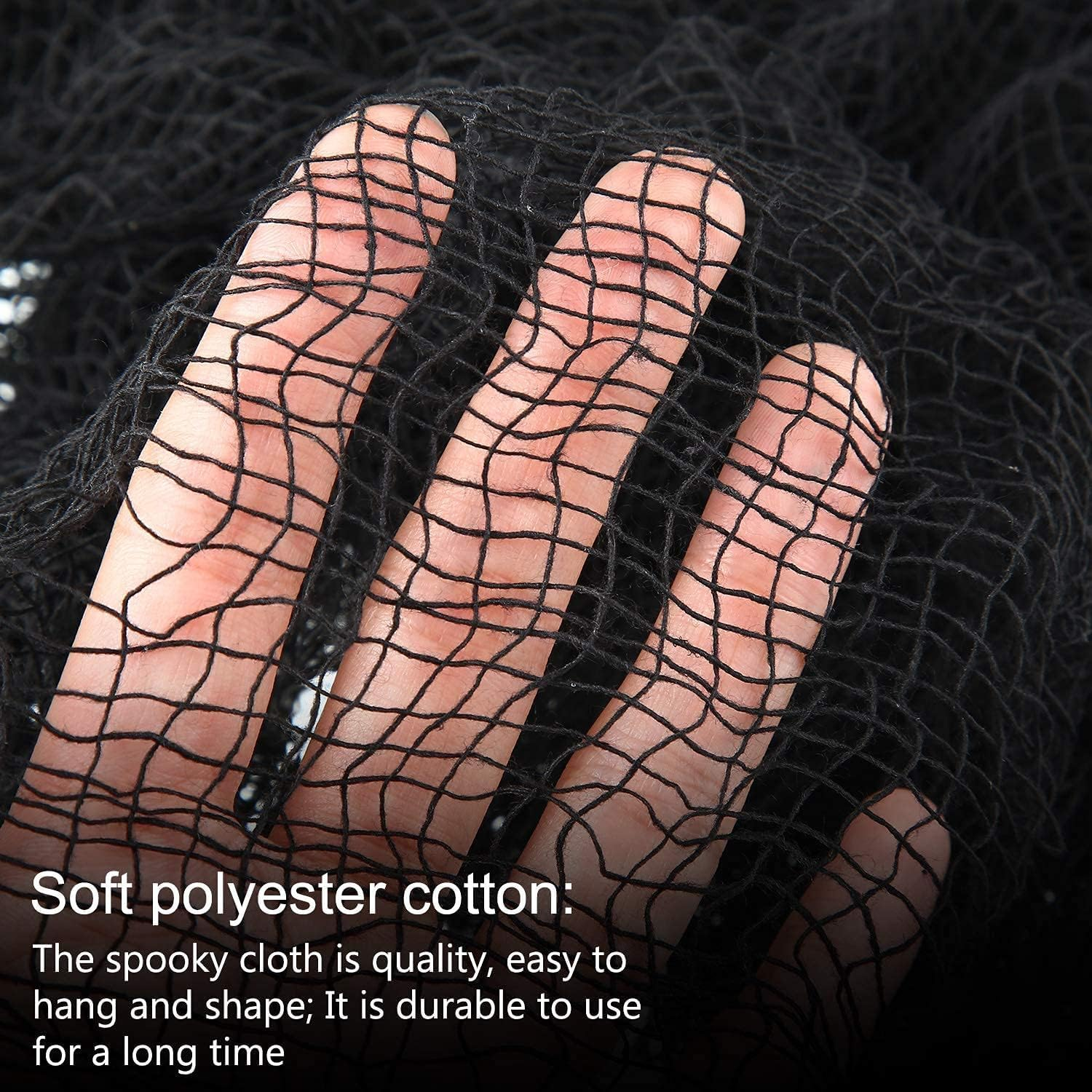 6PCS Halloween Creepy Cloth Decoration, Black Scary Halloween Gauze Cloth(72 X 30 In), Spooky Scary Gauze Decor Halloween Decorations for Party Indoor Outdoor (5Black + 1White) image number 1