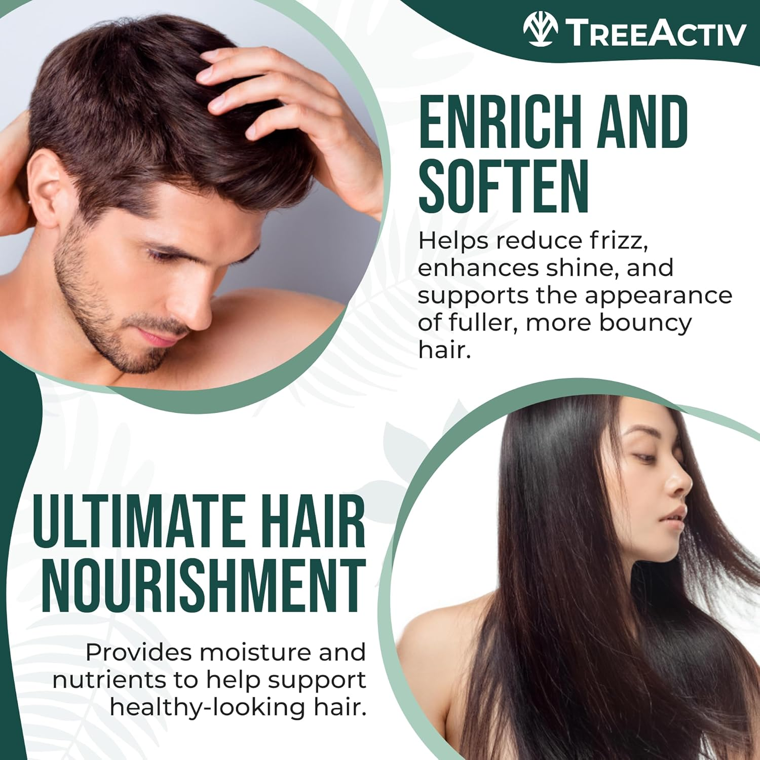Treeactiv Hair Growth Daily Nourishing Spray Natural Leave in Conditioner anti Frizz Reduce Curly Frizzy Hair Argan Oil Biotin Keratin Silk Aminos Tea Tree (Bamboo Sugarcane) image number 3