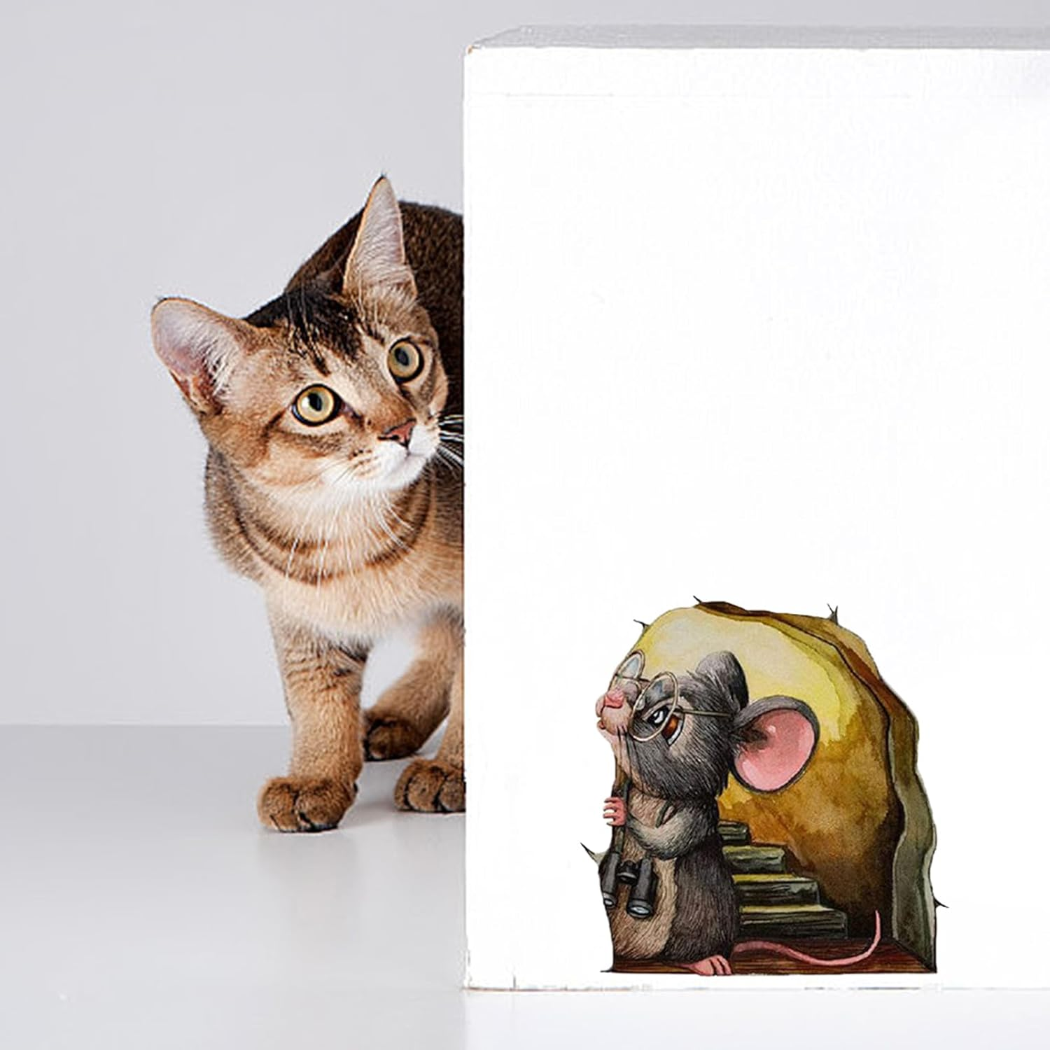 Shudyear 12PCS Cute Luminous Wall Decals Adorable Mouse Reading Book Kids Room Wall Decor Sticker Decal, Home, Bedroom, Classroom, Bookcase, Book Lover, Children,3D(Glow Set 1) image number 1