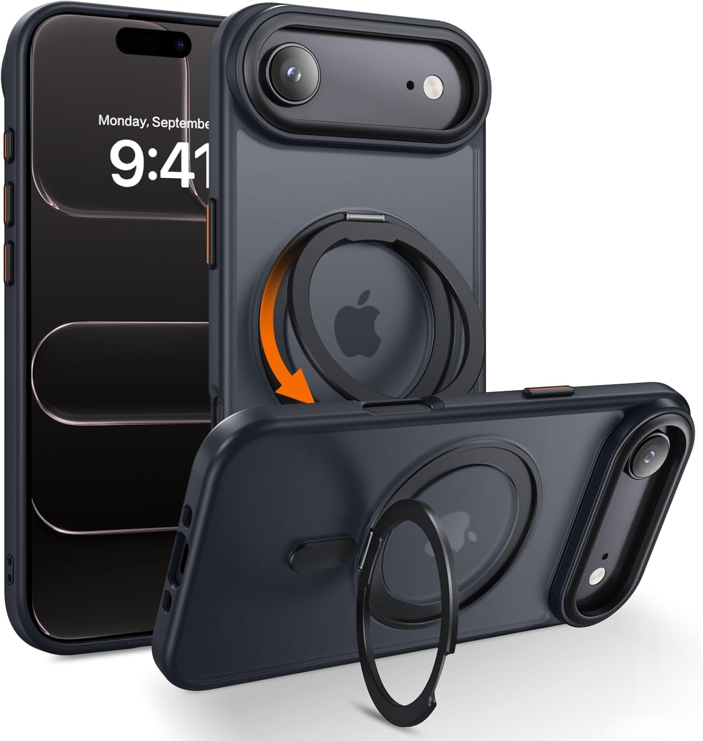 YINLAI for Iphone Air Case 6.5-Inch, Magnetic Compatible with Magsafe, with 360&deg; Rotatable Ring Stand, Anti-Fingerprint Skin-Friendly, Shockproof Full-Body Protective Iphone Air Case, Black image number 5