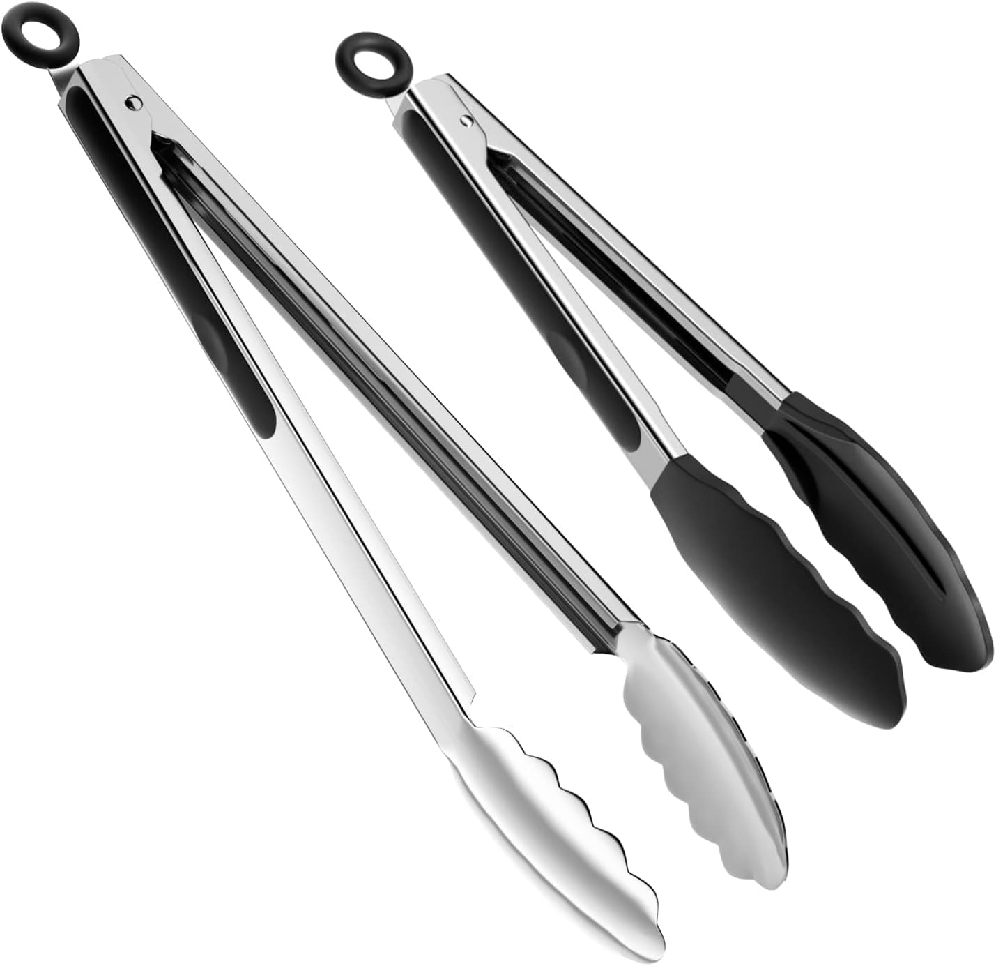 Set of 2 Cooking Tongs,600&ordm;f High Heat-Resistant,Kitchen Utensils,Cooking Utensils for Grill,Salad,Bbq,Frying,Baking,Serving 9/12 Inches