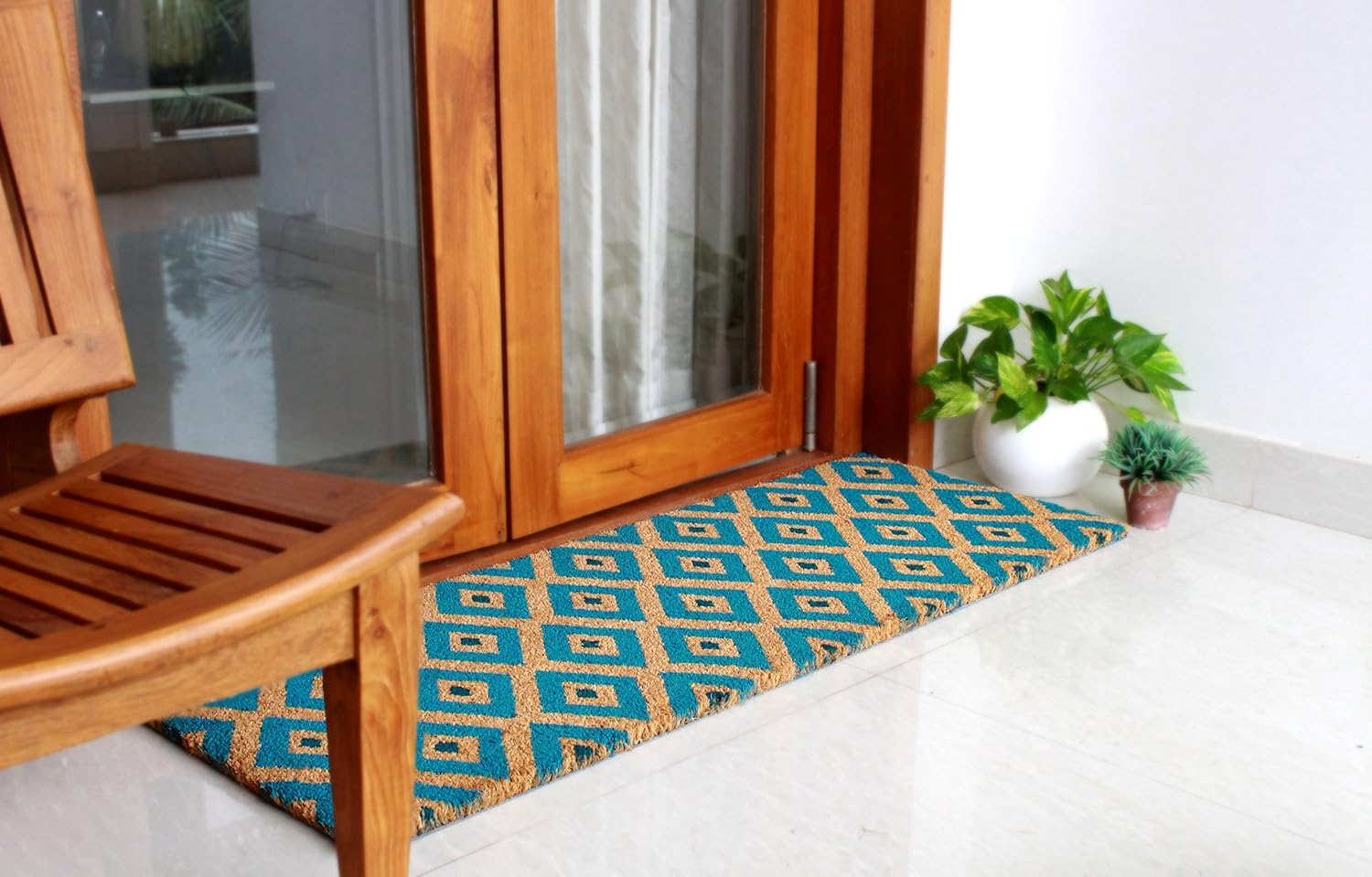 PVC Backed Coir Doormat for Indoor and Outdoor Use with PVC Backing Kimberley Blue (45X75 Cm) image number 2