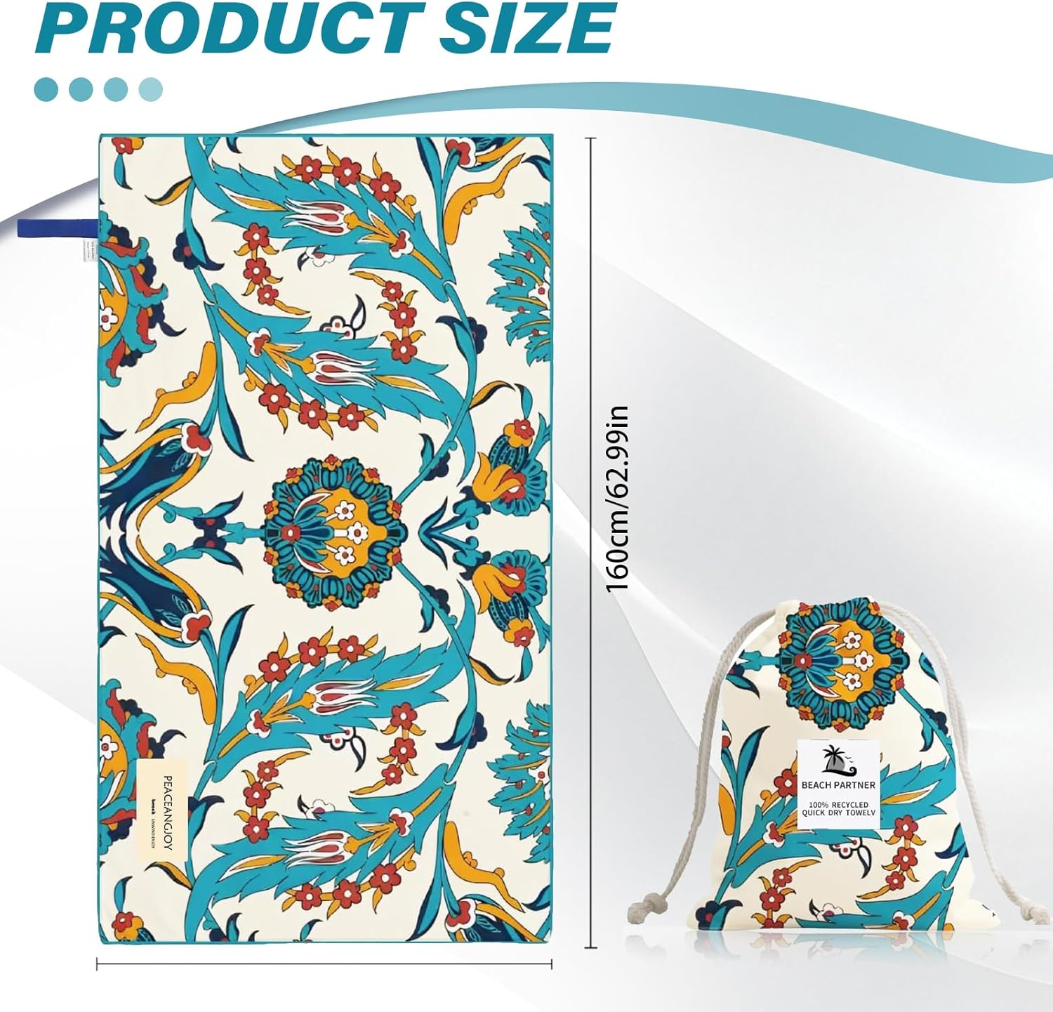 Beach Towel &ndash; Tropical Retro Style with a Unique Design, Large (90 * 160CM) Made from Double Sided Print 250 GSM Thick Microfiber Suede Quick Dry Oversized for Kids & Adults image number 1