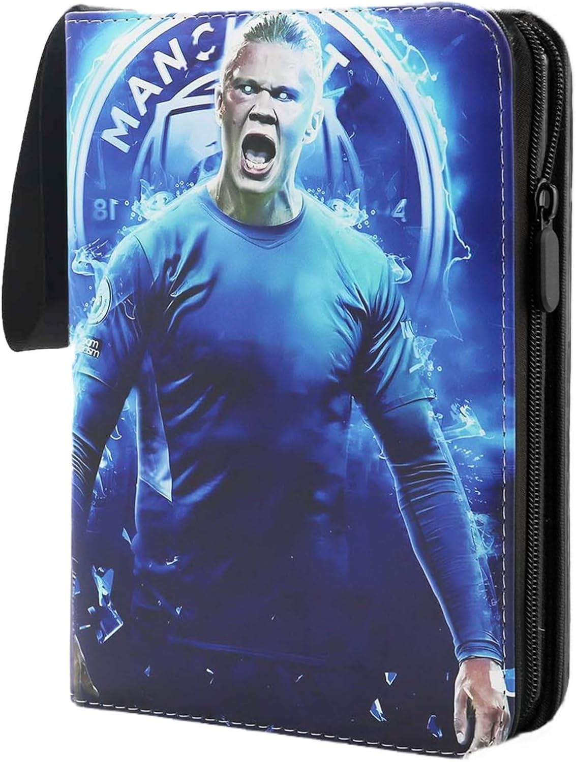 Football Scrapbook, 4 Pockets, Football Trading Cards, Album Folder with Zip, Carry Handle and 50 Sleeves for 400 Cards, 3-Ring Sports Cards, Book Folder, Collector'S Book Folder