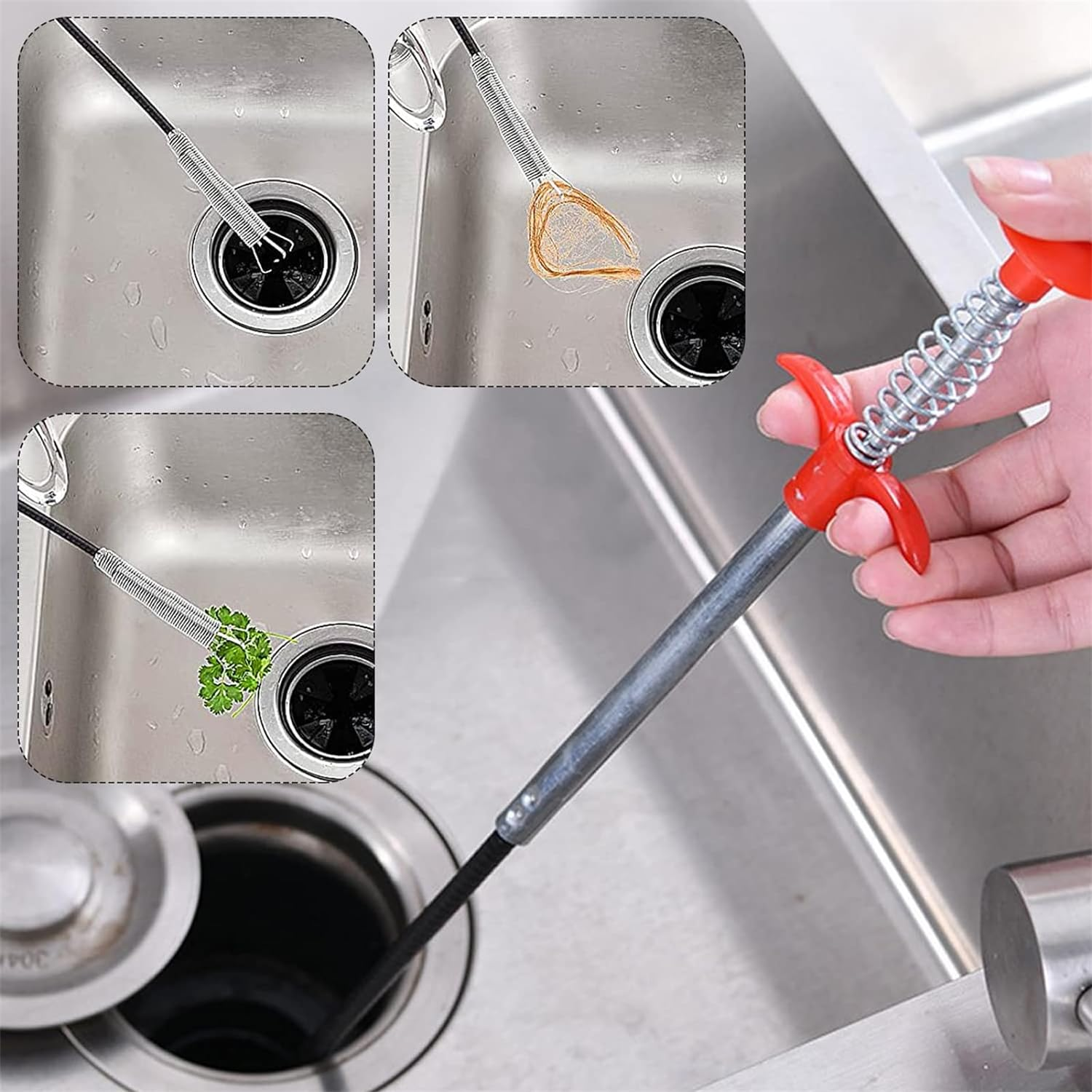 79 Inch Drain Snake Grabber Pick up Reacher Tool，Sink Snake for Sewer Kitchen Sink Bathroom Tub Toilet Clogged Drains Relief Cleaning Tool, Toilet Snake Drain Clog Remover image number 4