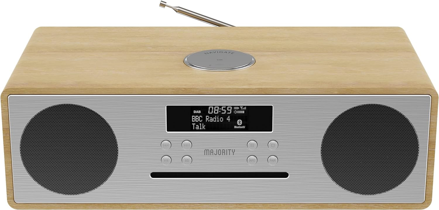 Majority Oakington Bluetooth DAB Radio and CD Player and Music System, Walnut, Oak image number 2