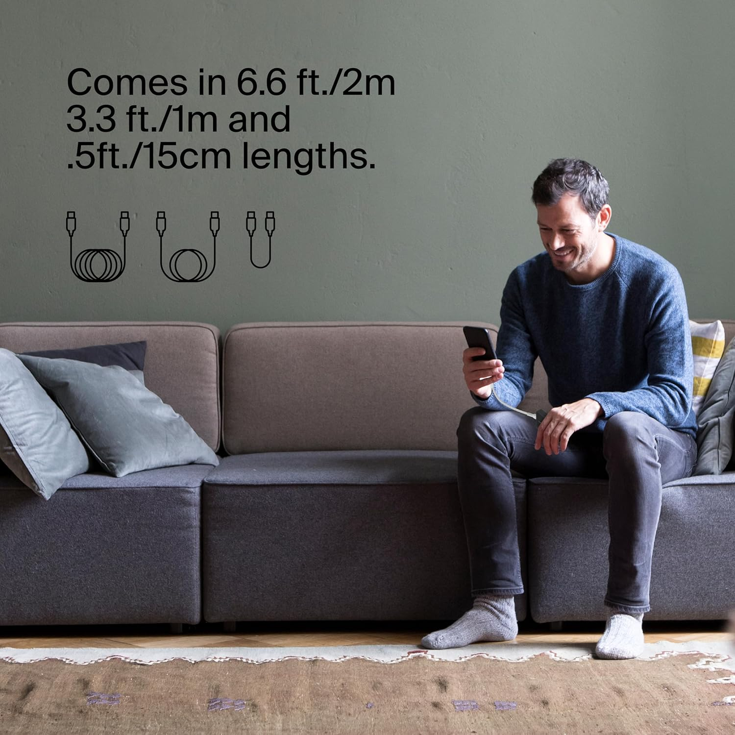 Belkin Cab004Bt1Mwh-2Pk Braided USB-C to USB-C Cable (Boost Charge USB-C Cable, USB-C Fast Charge Cable for Note10, S10, Pixel 4, Ipad Pro and More) USB Type-C Fast Charging Cable,- White, 2 Pack image number 4