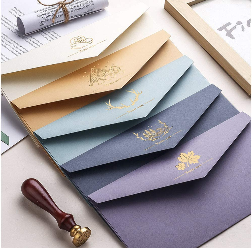 MIYKA Paper Envelopes with Vintage Stationery Paper Lined Paper, Stationery Paper Writing Paper for Invitation Wedding Office (10 Pcs Envelopes +20 Sheets Letter Paper) image number 6