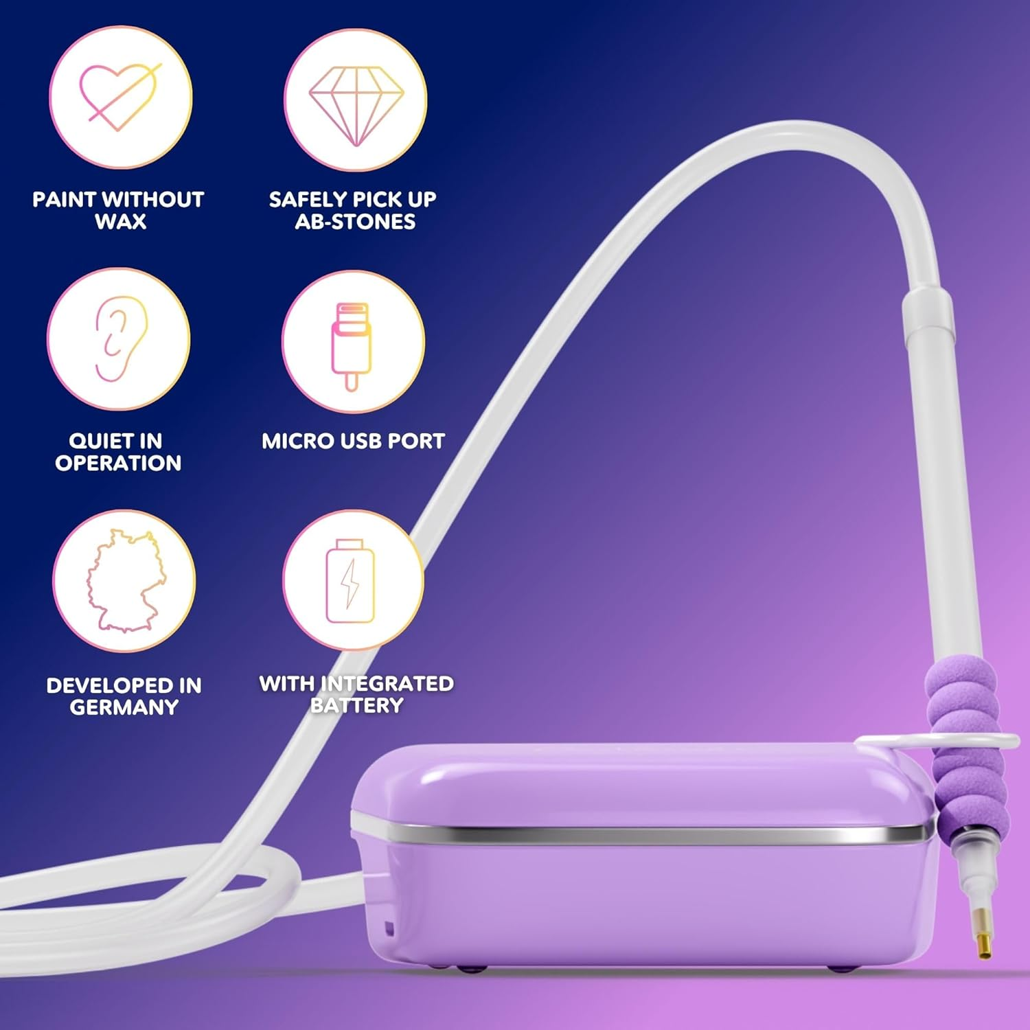 Picmondoo - Pink Wireless Diamond Painting Pen - E-Painter with Vacuum Pump - AB Stones Setting - Adults, Non-Foldable image number 1