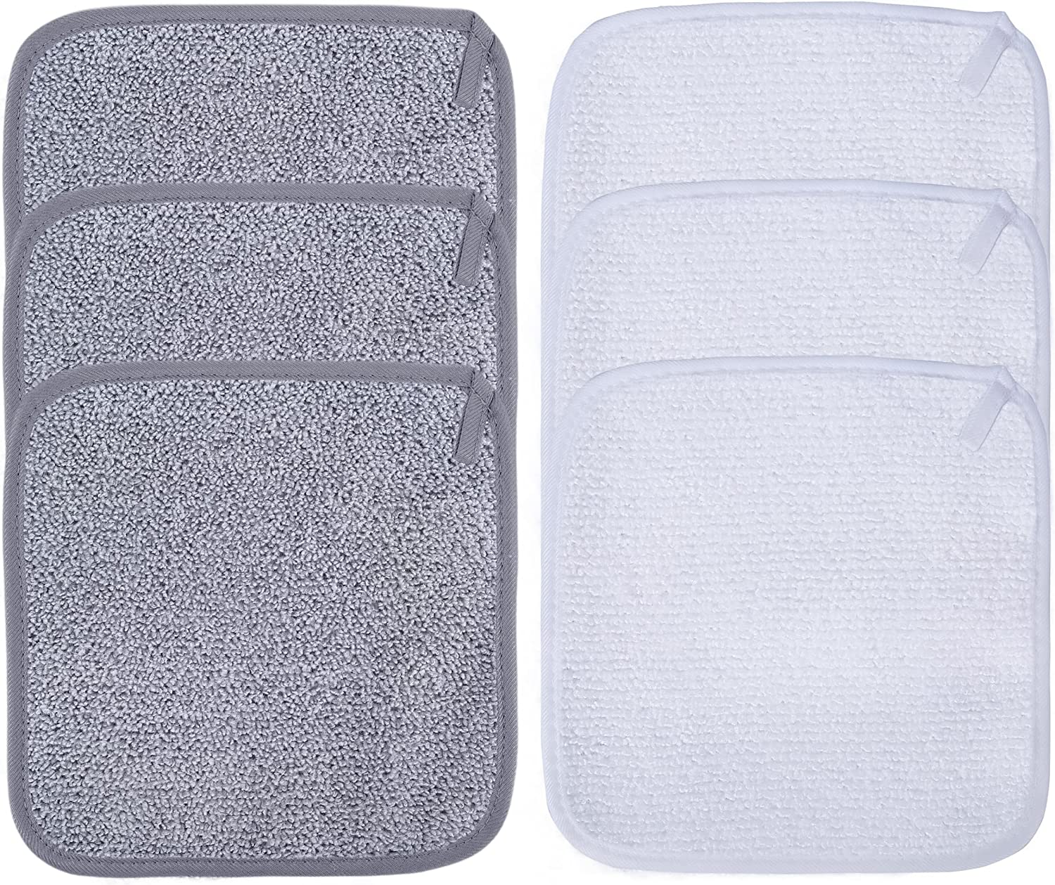 Polyte Premium Hypoallergenic Chemical Free Microfibre Makeup Remover and Facial Cleansing Cloth 6 Pack (20X20 Cm, Gray/White) image number 4