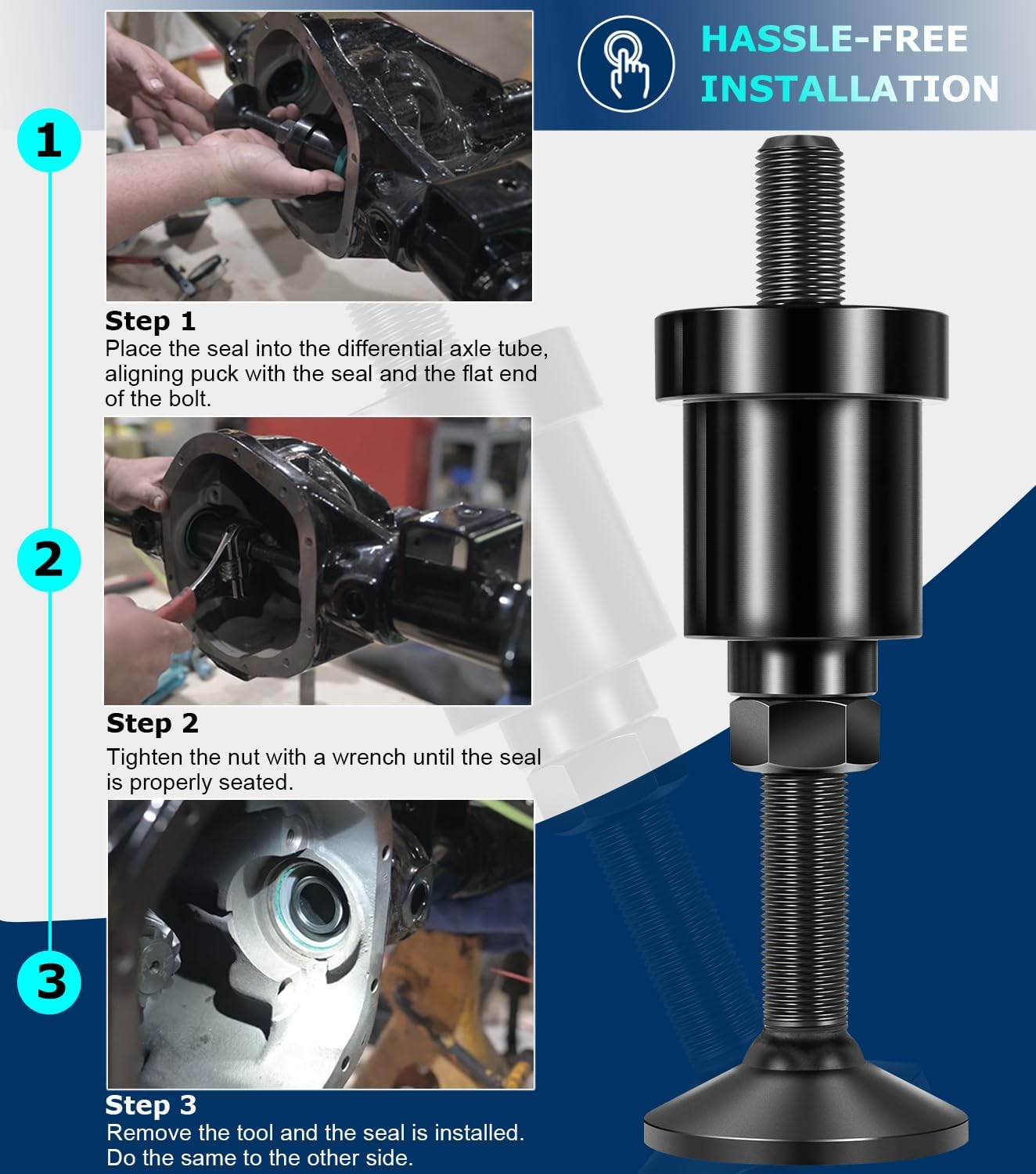 YT SA-01 Front Inner Axle Side Seal Installation Tool Alt. for Dana 30/44/60 Front Differentials Fits Jeep Wrangle, Ford, Dodge, Volve and More. image number 1